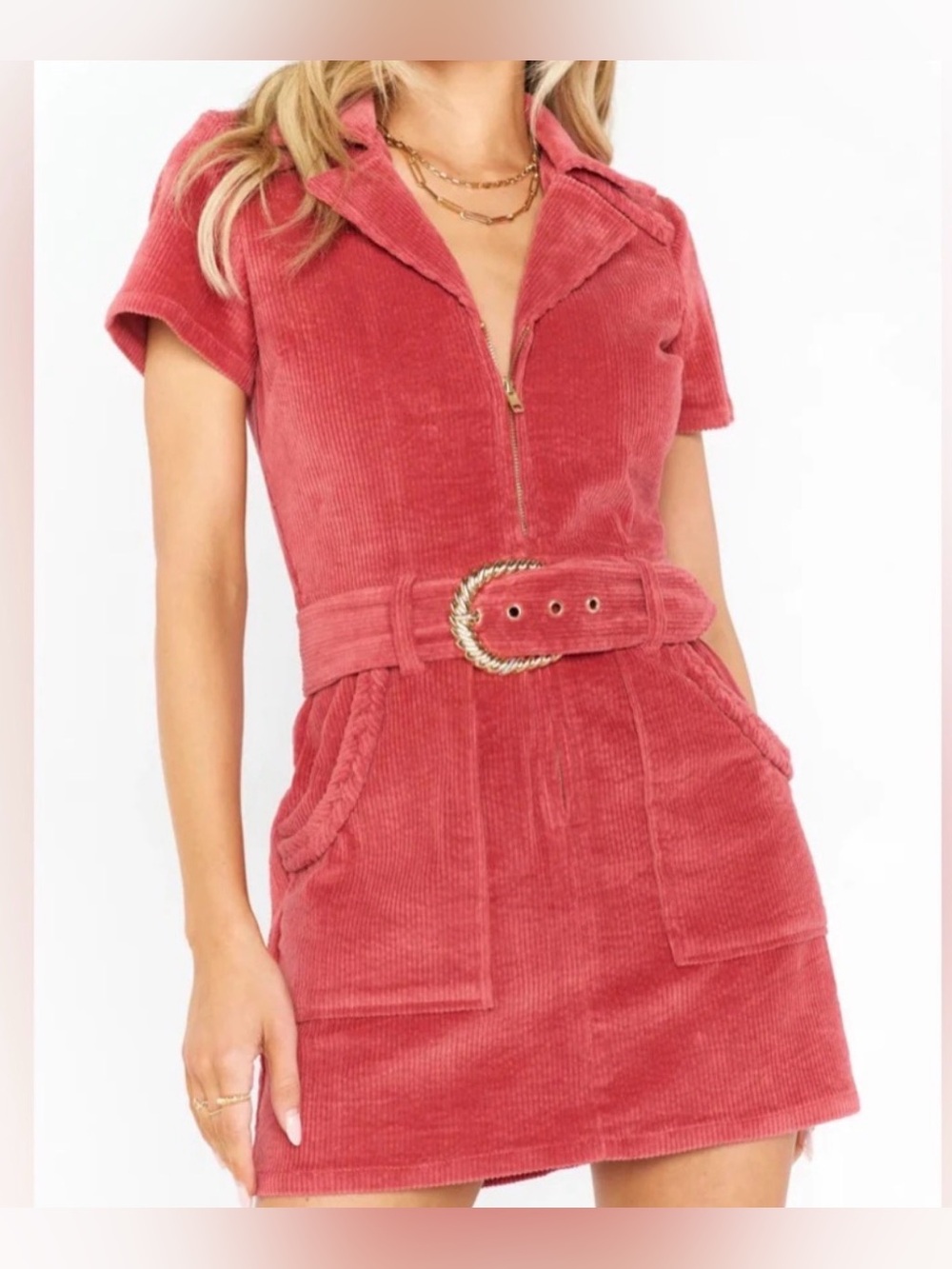 Show Me Your MuMu Outlaw Dress in Rose Corduroy size medium NWT - Picture 2 of 9